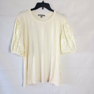 Kate & Mallory Sequin Sleeve Top 3X Off-White Plus Size Blouse NWOT